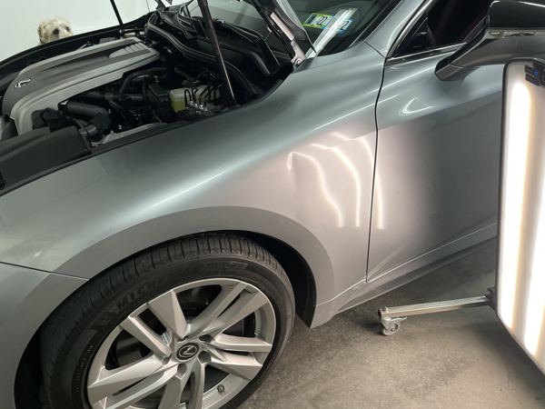 Lexus IS fender under a PDR light board