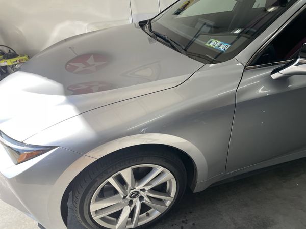 Front quarter of the silver Lexus IS